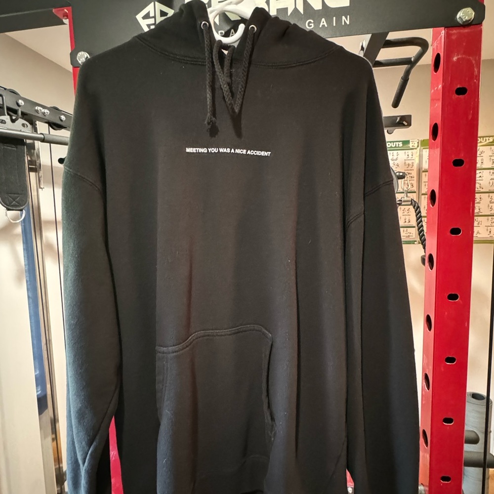 IM SO HAPPY WE MET BLACK HOODIE MENS XL